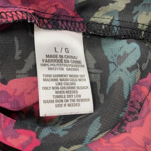 Aeropostale Top Womens Large Black Sheer Dark Floral Whimsigoth Romantic Witchy - Picture 9 of 14